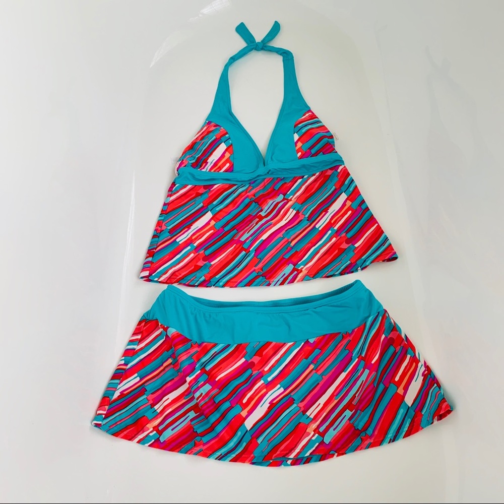 Tankini Women’s Medium Turquoise Fuchsia